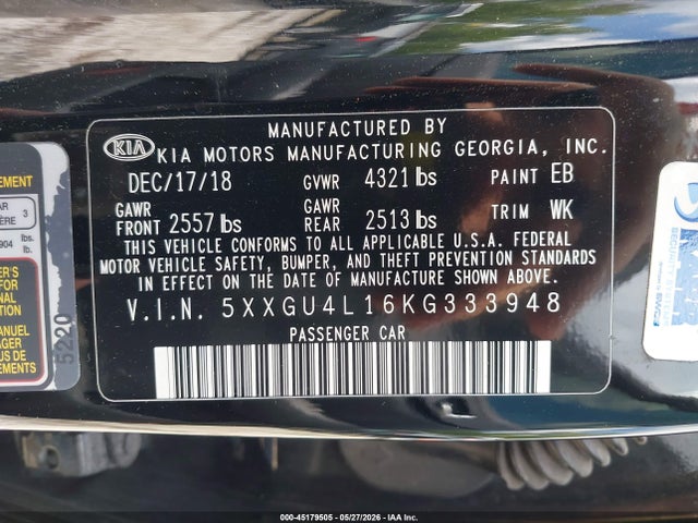 KIA OPTIMA EX 2019 5XXGU4L16KG333948 Image 9