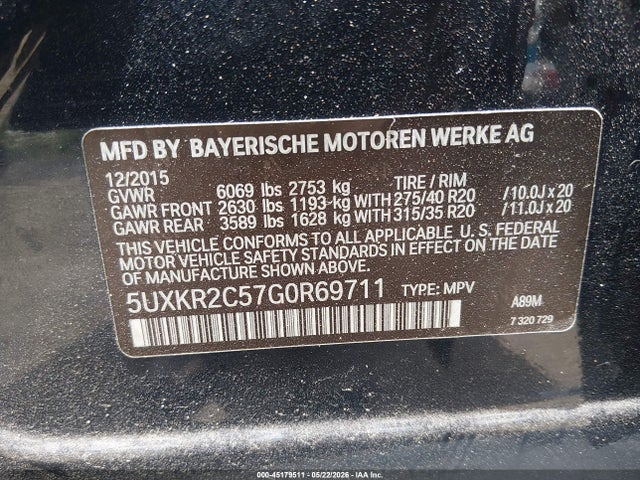 5UXKR2C57G0R69711 BMW X5 Sdrive35i