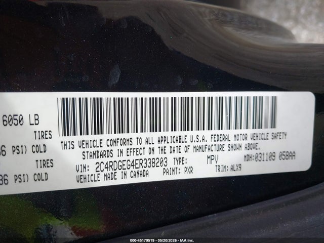 45179519 :رقم المزاد ، 2C4RDGEG4ER338203 vin ، 2014 Dodge Grand Caravan R/t مزاد بيع