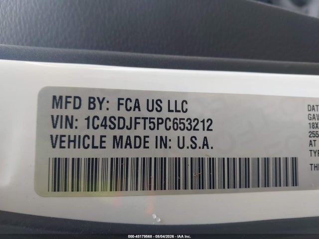 Продаж на аукціоні авто 2023 Dodge Durango Pursuit Awd, vin: 1C4SDJFT5PC653212, номер лоту: 45179568