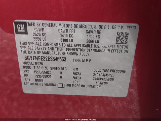 Продажа на аукционе авто 2014 Cadillac Srx Performance Collection, vin: 3GYFNFE32ES546553, номер лота: 45179571