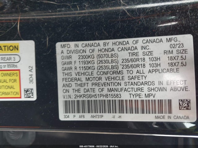 2HKRS6H51PH815583 Honda Cr-v Hybrid Sport