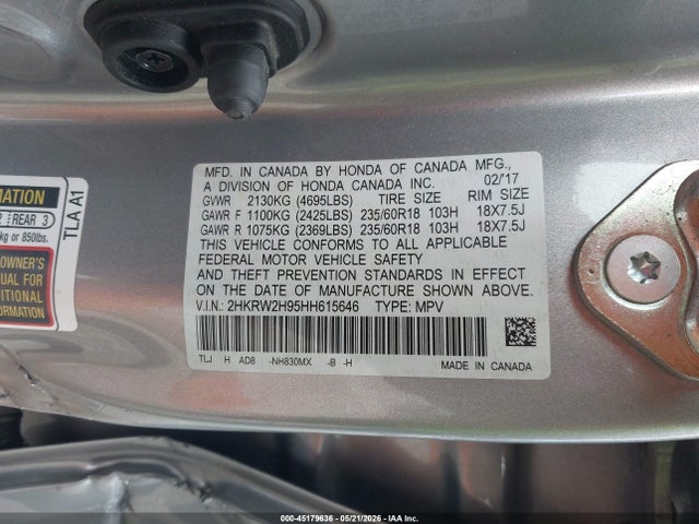 2HKRW2H95HH615646 Honda Cr-v Touring