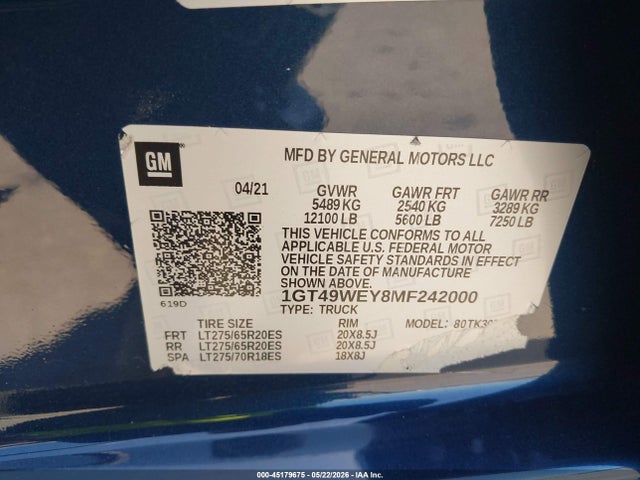 Продажа на аукционе авто 2021 Gmc Sierra 3500hd 4wd  Standard Bed Denali, vin: 1GT49WEY8MF242000, номер лота: 45179675