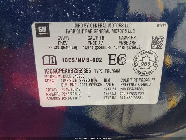 Продажа на аукционе авто 2011 Chevrolet Silverado 1500 Work Truck, vin: 1GCNCPEA6BZ259856, номер лота: 45179683
