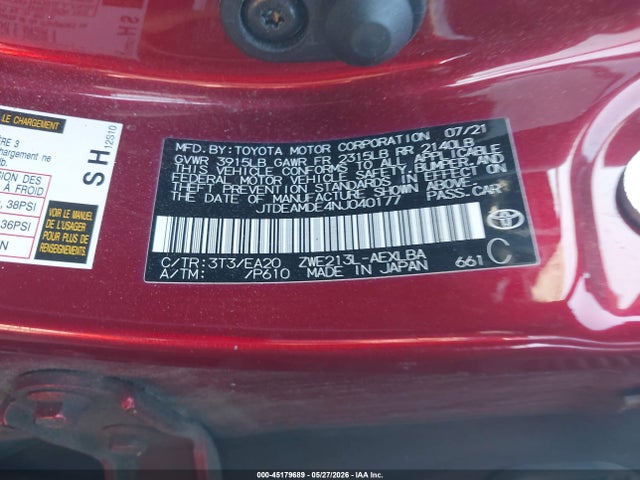 JTDEAMDE4NJ040177 Toyota Corolla Hybrid Le