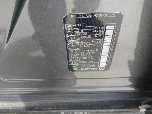 Aukcja sprzedaży 2019 Infiniti Qx50 Essential, vin: 3PCAJ5M18KF116195, numer aukcji: 45179727