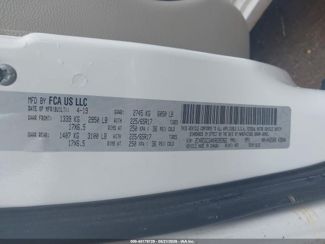 Aukcja sprzedaży 2019 Dodge Grand Caravan Sxt, vin: 2C4RDGCG4KR695962, numer aukcji: 45179729