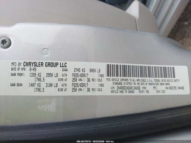 Продажа на аукционе авто 2010 Chrysler Town & Country Limited, vin: 2A4RR6DX6AR124038, номер лота: 45179731