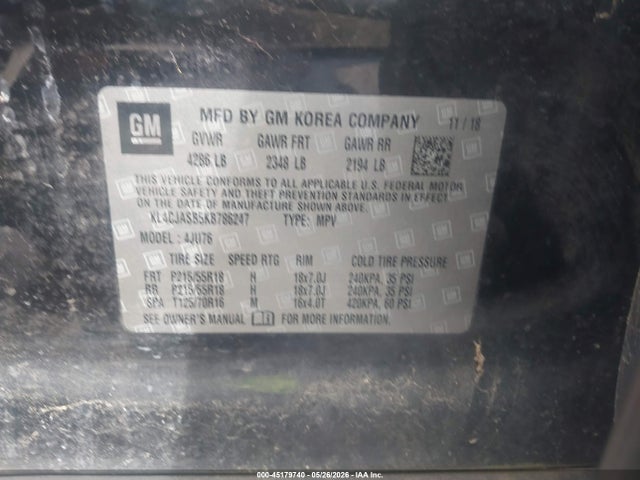 Продаж на аукціоні авто 2019 Buick Encore Fwd Preferred, vin: KL4CJASB5KB786247, номер лоту: 45179740