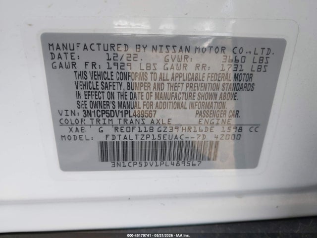 Продаж на аукціоні авто 2023 Nissan Kicks Sr Xtronic Cvt, vin: 3N1CP5DV1PL489567, номер лоту: 45179741