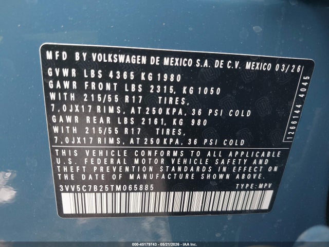 Volkswagen TAOS S 2026 3VV5C7B25TM065885 Image 9