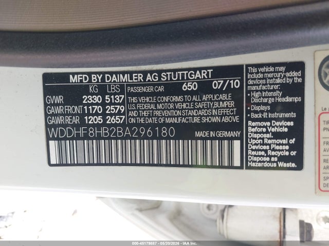 Продаж на аукціоні авто 2011 Mercedes-benz E 350 4matic, vin: WDDHF8HB2BA296180, номер лоту: 45179887