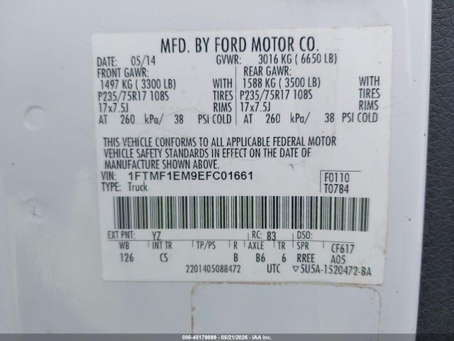 Ford F-150 Xl 2014 1FTMF1EM9EFC01661 Image 9