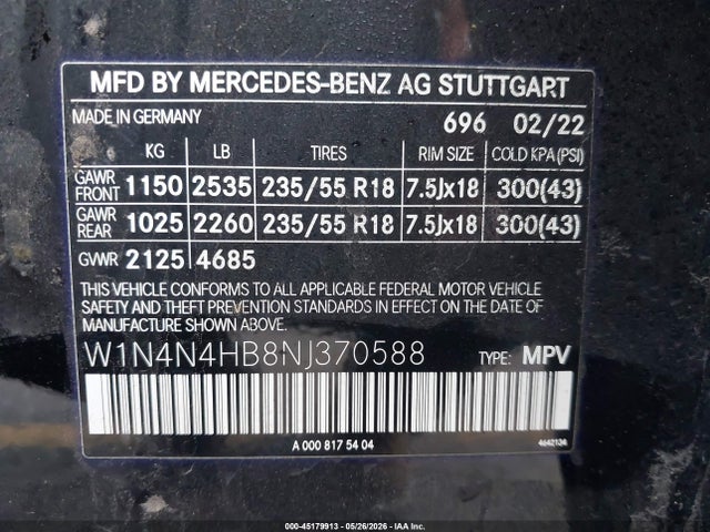 Auction sale of the 2022 Mercedes-benz Gla 250 4matic, vin: W1N4N4HB8NJ370588, lot number: 45179913