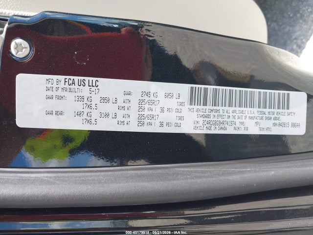 2C4RDGBG9HR741974 Dodge Grand Caravan Se