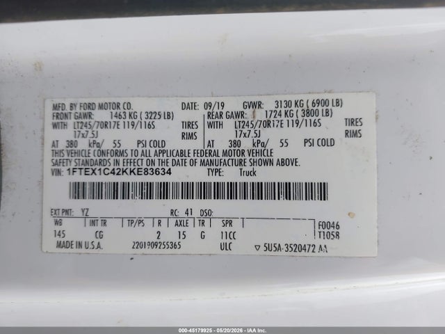 Ford F-150 Xl 2019 1FTEX1C42KKE83634 Image 9