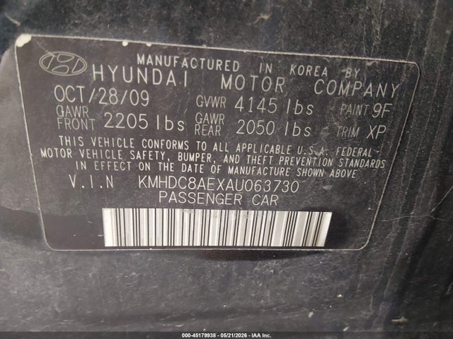 2010 Hyundai Elantra Touring Gls მანქანა იყიდება აუქციონზე, vin: KMHDC8AEXAU063730, აუქციონის ნომერი: 45179938