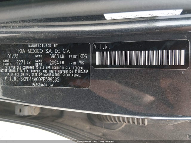 Продаж на аукціоні авто 2023 Kia Forte Gt, vin: 3KPF44AC0PE589535, номер лоту: 45179943