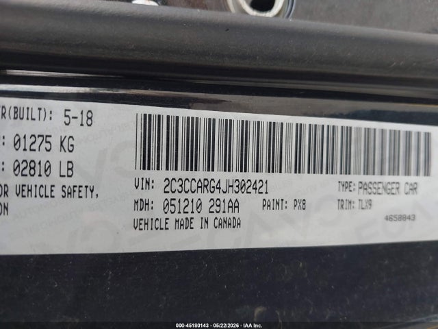 45180143 :رقم المزاد ، 2C3CCARG4JH302421 vin ، 2018 Chrysler 300 Touring L Awd مزاد بيع