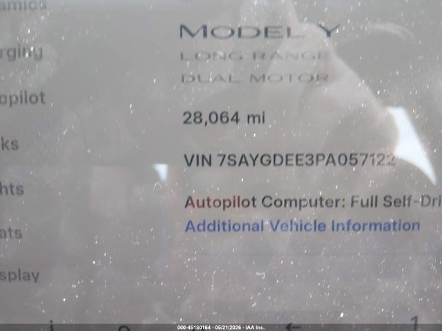 7SAYGDEE3PA057122 Tesla Model Y Awd/long Range Dual Motor All-wheel Drive