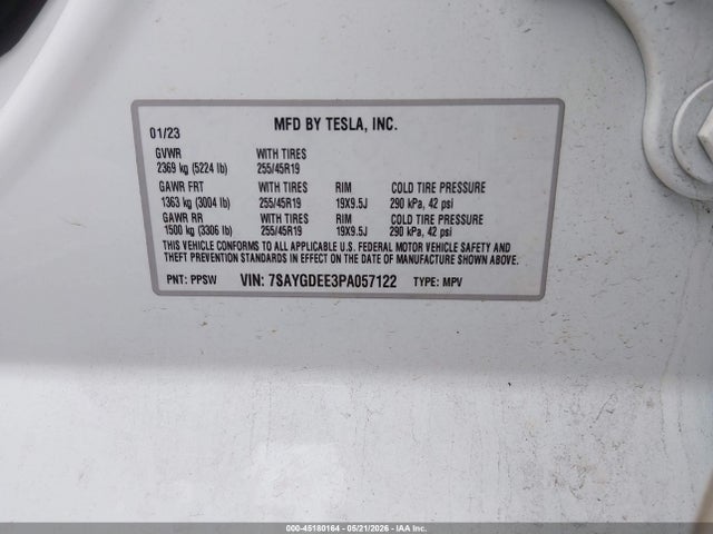 7SAYGDEE3PA057122 Tesla Model Y Awd/long Range Dual Motor All-wheel Drive