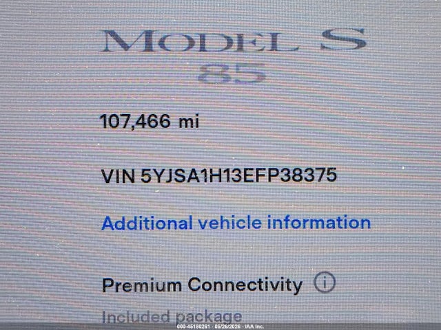 Tesla Model S P85 2014 5YJSA1H13EFP38375 Image 9