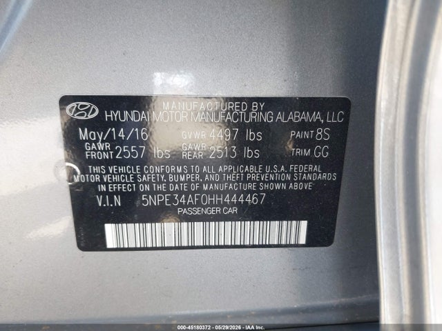 Hyundai Sonata Sport 2017 5NPE34AF0HH444467 Image 9