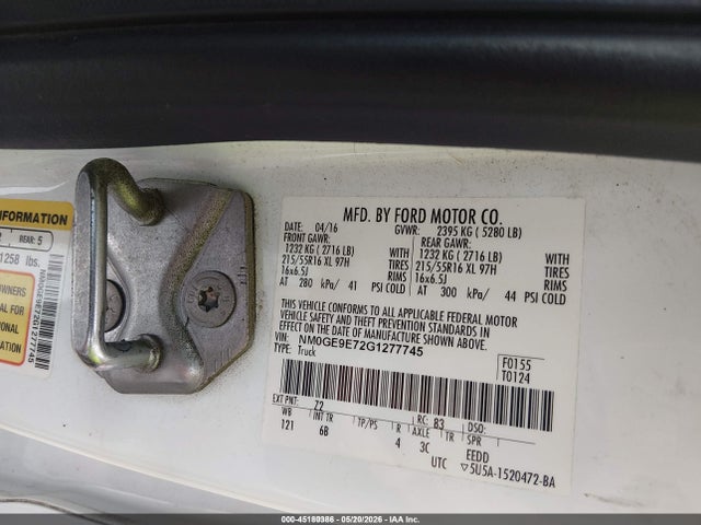 Aukcja sprzedaży 2016 Ford Transit Connect Xl, vin: NM0GE9E72G1277745, numer aukcji: 45180386