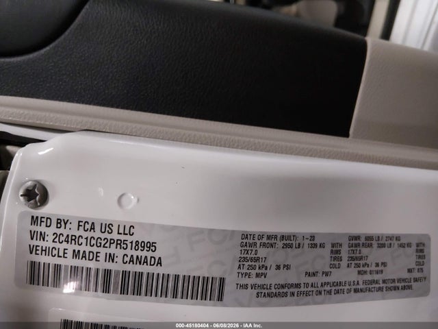 Продаж на аукціоні авто 2023 Chrysler Voyager Lx, vin: 2C4RC1CG2PR518995, номер лоту: 45180404