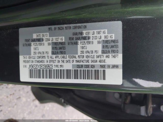 45180409 :رقم المزاد ، JM3KE2DY0E0389503 vin ، 2014 Mazda Cx-5 Grand Touring مزاد بيع