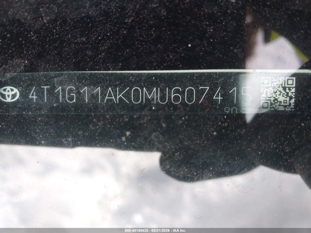 Aukcja sprzedaży 2021 Toyota Camry Se, vin: 4T1G11AK0MU607415, numer aukcji: 45180425