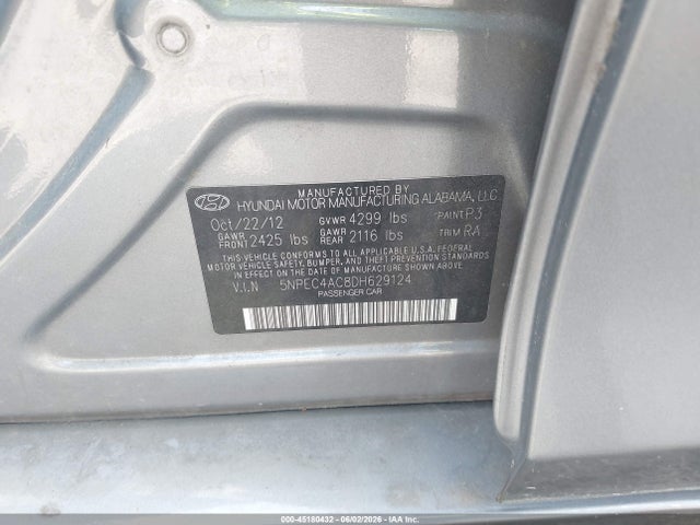Aukcja sprzedaży 2013 Hyundai Sonata Limited, vin: 5NPEC4AC8DH629124, numer aukcji: 45180432