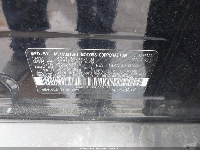 Aukcja sprzedaży 2021 Mitsubishi Outlander Sport 2.0 Be 2wd/2.0 Es 2wd/2.0 Le 2wd/2.0 S 2wd, vin: JA4APUAU9MU020152, numer aukcji: 45180495