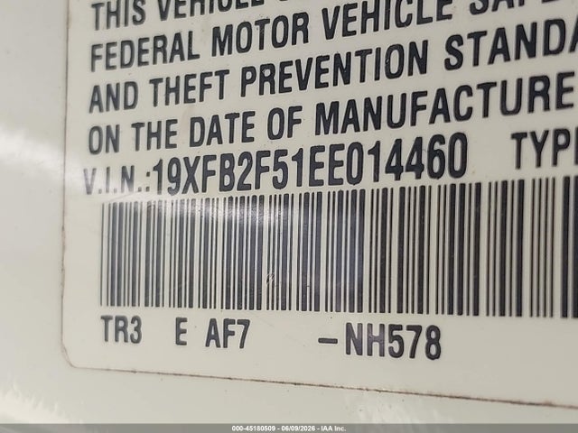 Honda Civic Lx 2014 19XFB2F51EE014460 Image 9