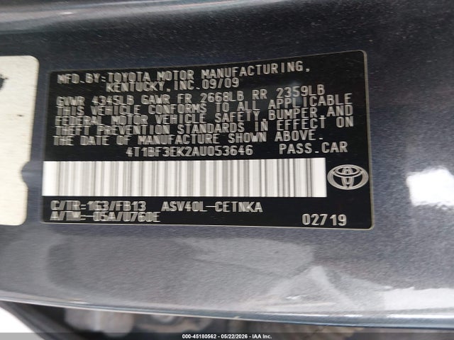 Продажа на аукционе авто 2010 Toyota Camry Le, vin: 4T1BF3EK2AU053646, номер лота: 45180562