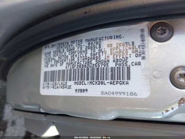 45180602 :رقم المزاد ، 4T1BF28B02U255795 vin ، 2002 Toyota Avalon Xls مزاد بيع