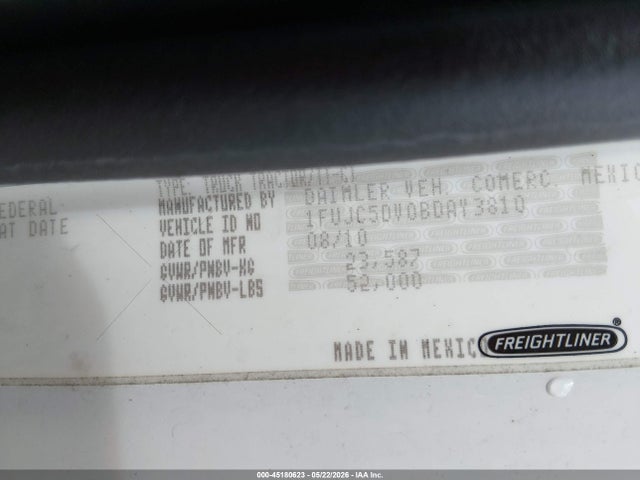45180623 :رقم المزاد ، 1FUJC5DV0BDAY3810 vin ، 2011 Freightliner M2 112 Medium Duty مزاد بيع