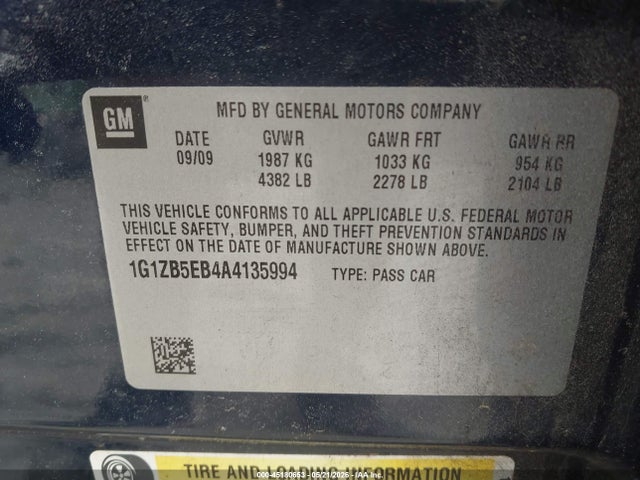 Продаж на аукціоні авто 2010 Chevrolet Malibu Ls, vin: 1G1ZB5EB4A4135994, номер лоту: 45180653