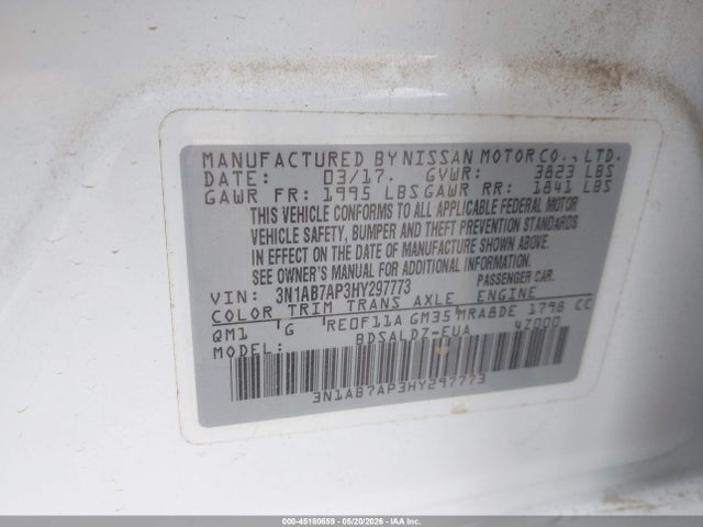 3N1AB7AP3HY297773 Nissan SENTRA SV