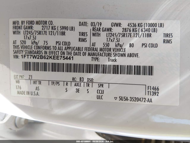 Ford F-250 Xl 2019 1FT7W2B62KEE75441 Image 9