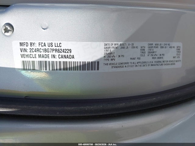Продажа на аукционе авто 2023 Chrysler Pacifica Touring L, vin: 2C4RC1BG7PR624229, номер лота: 45180700