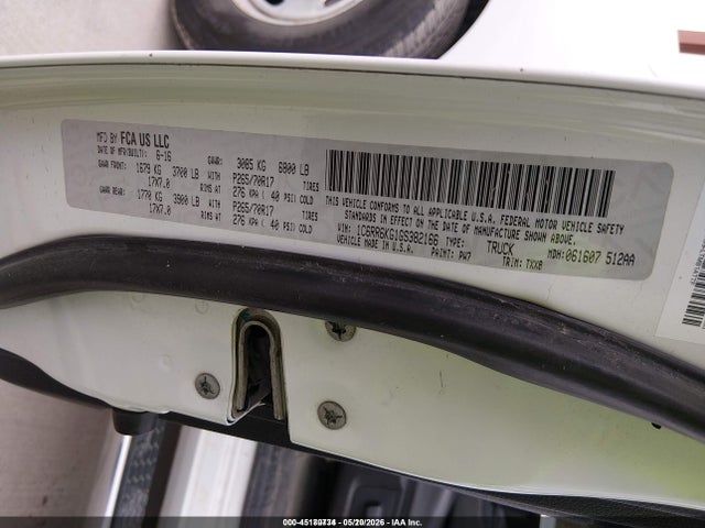 45180734 :رقم المزاد ، 1C6RR6KG1GS382166 vin ، 2016 Ram 1500 Tradesman مزاد بيع
