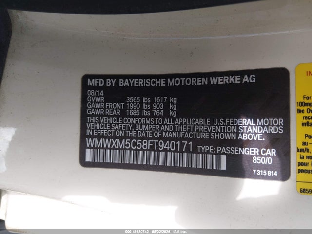 Продаж на аукціоні авто 2015 Mini Hardtop Cooper, vin: WMWXM5C58FT940171, номер лоту: 45180742