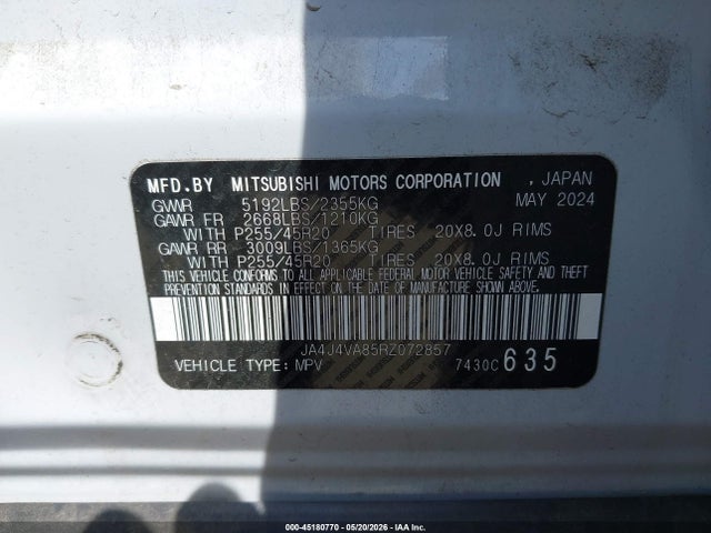 Aukcja sprzedaży 2024 Mitsubishi Outlander Se Ralliart S-awc, vin: JA4J4VA85RZ072857, numer aukcji: 45180770