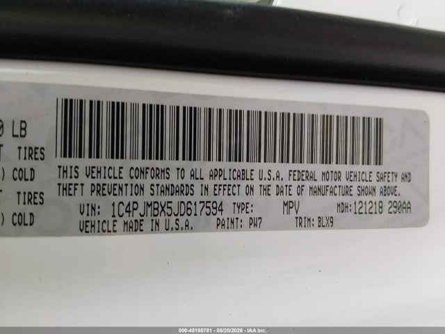 Продаж на аукціоні авто 2018 Jeep Cherokee Trailhawk 4x4, vin: 1C4PJMBX5JD617594, номер лоту: 45180781