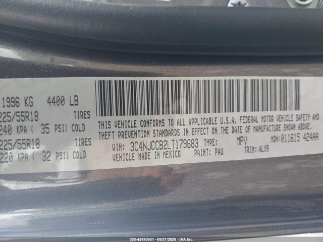 Продажа на аукционе авто 2020 Jeep Compass Limited Fwd, vin: 3C4NJCCB2LT179683, номер лота: 45180861
