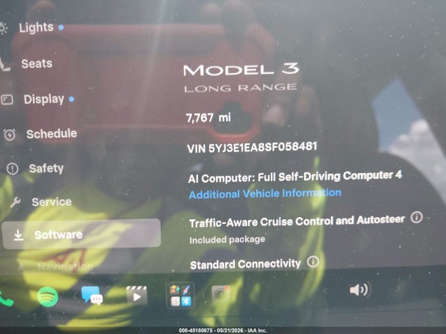 Продаж на аукціоні авто 2025 Tesla Model 3 Long Range Rear-wheel Drive/standard Rear-wheel Drive, vin: 5YJ3E1EA8SF058481, номер лоту: 45180875