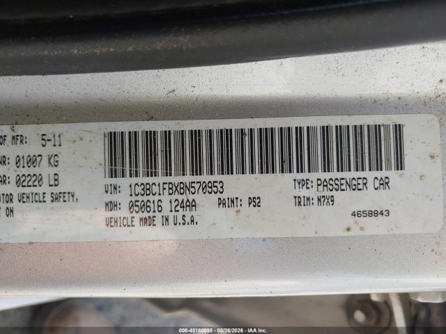 45180895 :رقم المزاد ، 1C3BC1FBXBN570953 vin ، 2011 Chrysler 200 Touring مزاد بيع