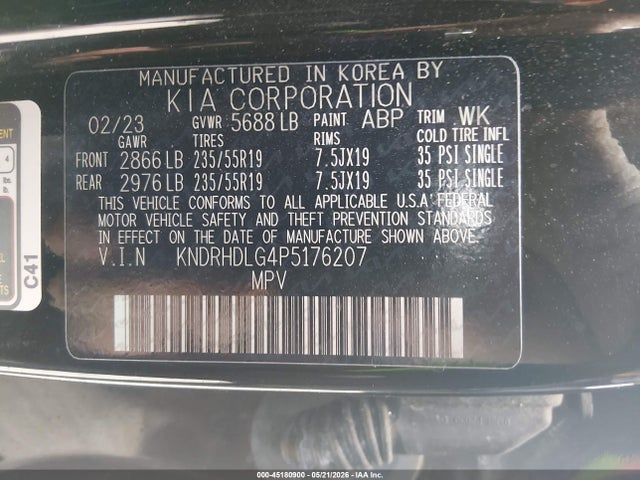 Aukcja sprzedaży 2023 Kia Sorento Hybrid Ex, vin: KNDRHDLG4P5176207, numer aukcji: 45180900